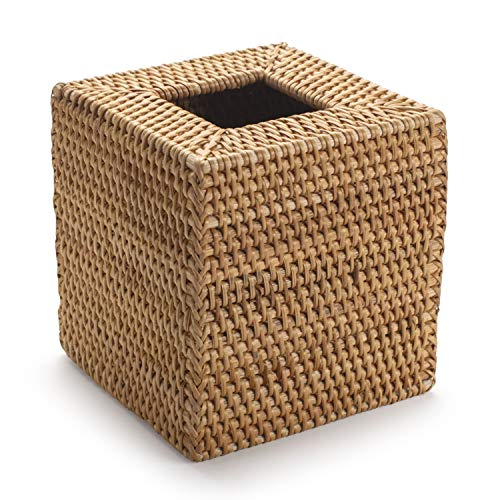 DECRAFTS Rattan Tissue Box Cover Natural Woven Facial Napkin Holder Square (Natural, 5.5x5.5x5.9 Inch) - Image 2