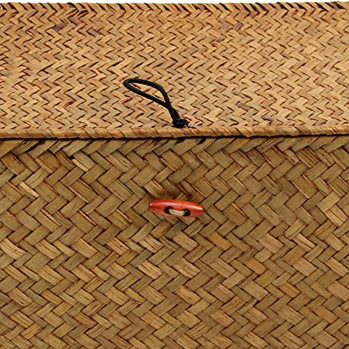 Casaphoria Large Square Sea Grass Baskets for Storage Seaweed Woven Sundries Baskets Sturdy and Durable Natural Material for Make-up with Lid Big Rectangular Seagrass Towel Baskets for Organizing - Image 4