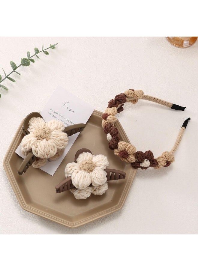 Lydztion Flower Hair Clips Set -2Pcs Flower Claw Clips For Thick Hair And 1Pcs Flower Headband,Nonslip Hair Clips For Women Cute Hair Clips,Banana Clip For Thin Hair,Hair Accessories For Women Gifts  - Image 2