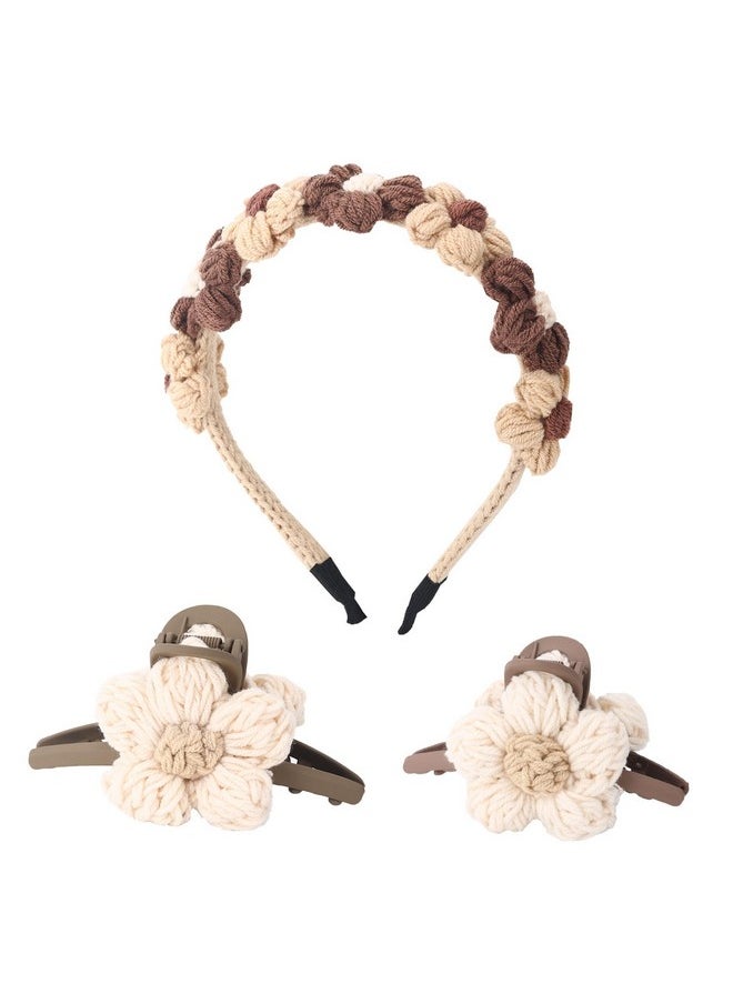 Lydztion Flower Hair Clips Set -2Pcs Flower Claw Clips For Thick Hair And 1Pcs Flower Headband,Nonslip Hair Clips For Women Cute Hair Clips,Banana Clip For Thin Hair,Hair Accessories For Women Gifts  - Image 1