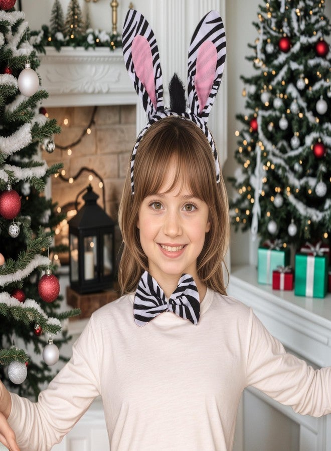 JOINPAYA Kids Zebra Costume Accessory Set with Headband Tail and Bow Tie for Animal Cosplay Halloween Birthday Party Dress up - Image 4