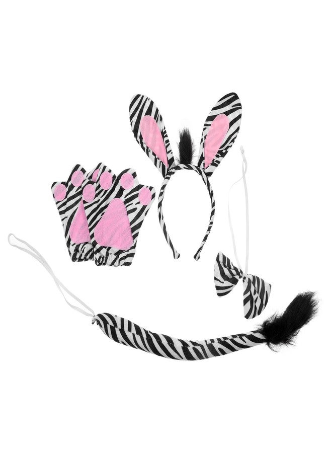 JOINPAYA Kids Zebra Costume Accessory Set with Headband Tail and Bow Tie for Animal Cosplay Halloween Birthday Party Dress up - Image 1