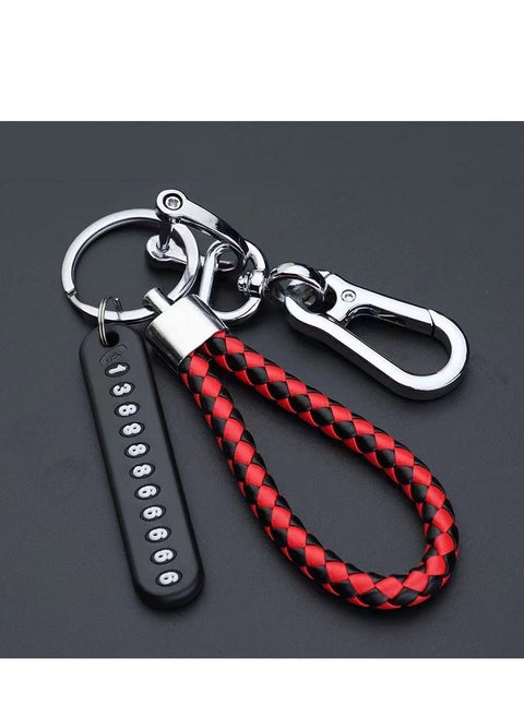 Anti-lost car keychain with phone number card keychain phone number plate keychain car keychain accessories (red and black)