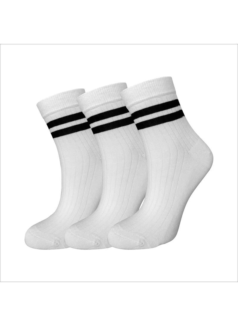 سويكس High Quality Striped Lycra Soft Textured Women's Socks 3 Pairs