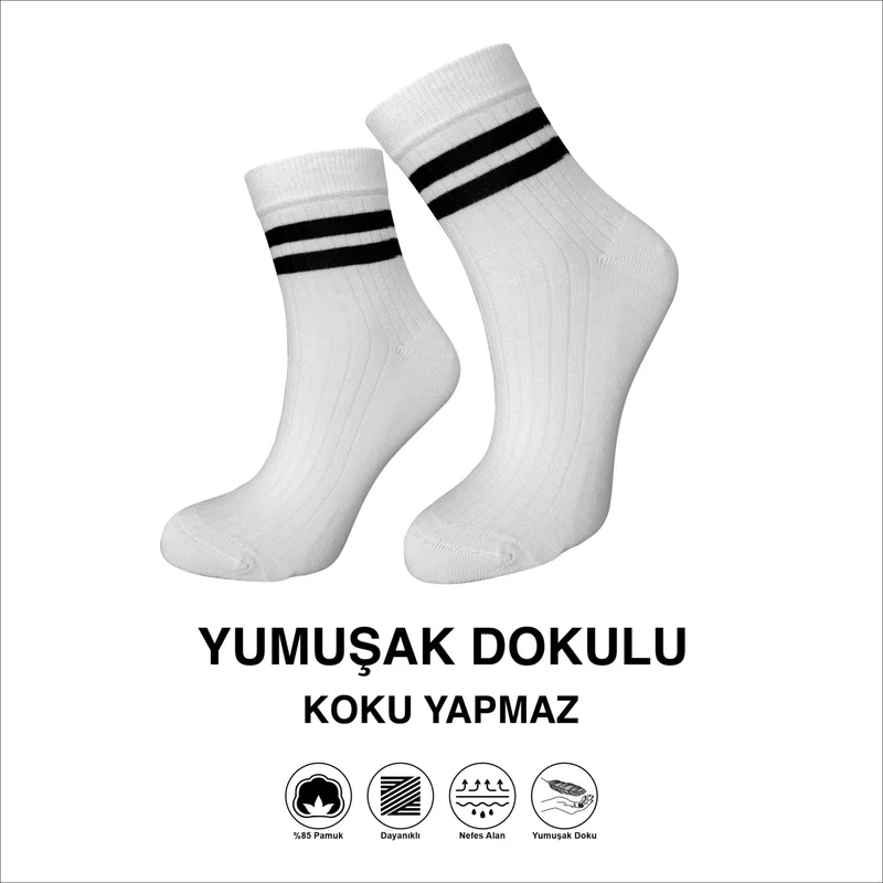 سويكس High Quality Striped Lycra Soft Textured Women's Socks 3 Pairs