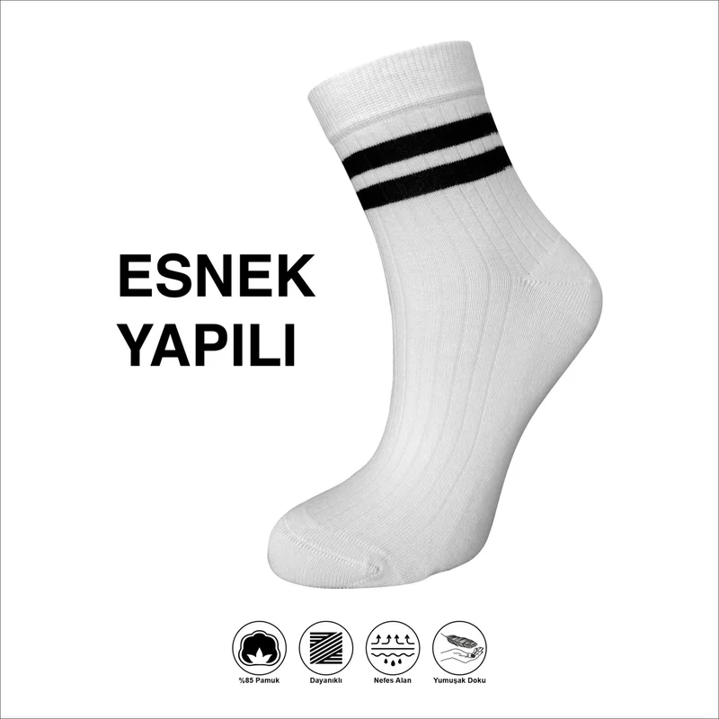 سويكس High Quality Striped Lycra Soft Textured Women's Socks 3 Pairs