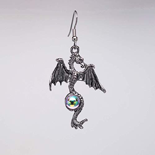 Real Metal Gothic Dragon Dangle Earrings Silver Finish Pewter Mystical Jewelry - Image 5