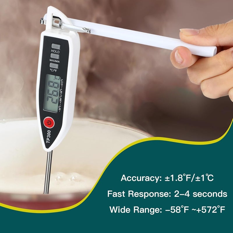 Copkim 6 Set Waterproof Food Thermometer for Water, Liquid, Candle and Cooking Digital Meat Thermometer with Long Probe Instant Read Thermometer for Kitchen BBQ Grill Candy (Black, White, Red) - Image 4
