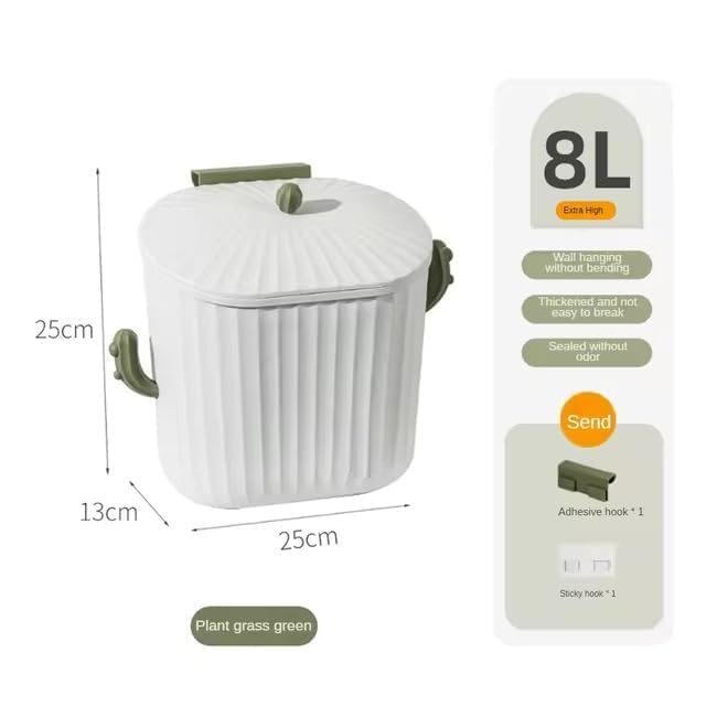 Mixen MIXEN Food Waste Basket Wall-Mounted Garbage Can for Bathroom Hanging Kitchen Trash Can with Lid 2.1 Gal Hanging Open-Top Trash Can For Kitchen Cabinet Door With LidEN  - Image 4