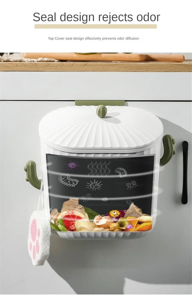 Mixen MIXEN Food Waste Basket Wall-Mounted Garbage Can for Bathroom Hanging Kitchen Trash Can with Lid 2.1 Gal Hanging Open-Top Trash Can For Kitchen Cabinet Door With LidEN  - Image 3