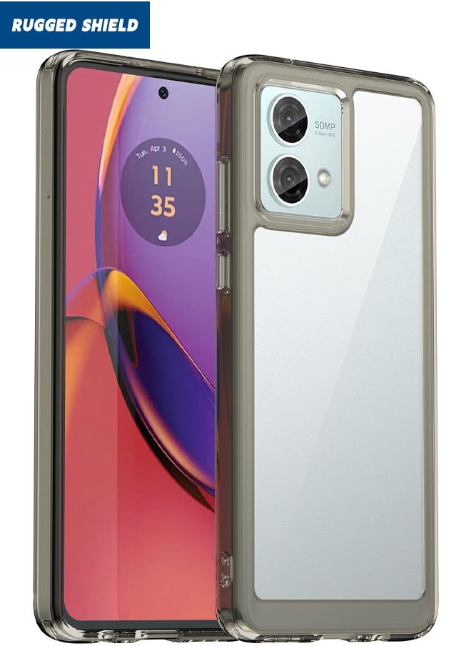 RUGGED SHIELD Motorola Moto G84 5G Cover, Clear Acrylic Hard Back Panel+Soft TPU Bumper, Defend from Drop/Scratch/Slip/Anti Fingerprint Protective Case Cover for Motorola Moto G84 5G (Clear/Grey)  - Image 1