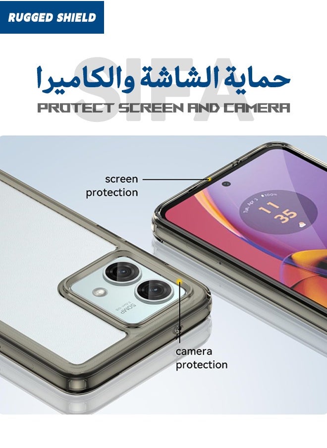 RUGGED SHIELD Motorola Moto G84 5G Cover, Clear Acrylic Hard Back Panel+Soft TPU Bumper, Defend from Drop/Scratch/Slip/Anti Fingerprint Protective Case Cover for Motorola Moto G84 5G (Clear/Grey)  - Image 2