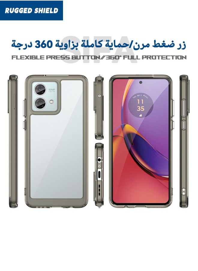 RUGGED SHIELD Motorola Moto G84 5G Cover, Clear Acrylic Hard Back Panel+Soft TPU Bumper, Defend from Drop/Scratch/Slip/Anti Fingerprint Protective Case Cover for Motorola Moto G84 5G (Clear/Grey)  - Image 5