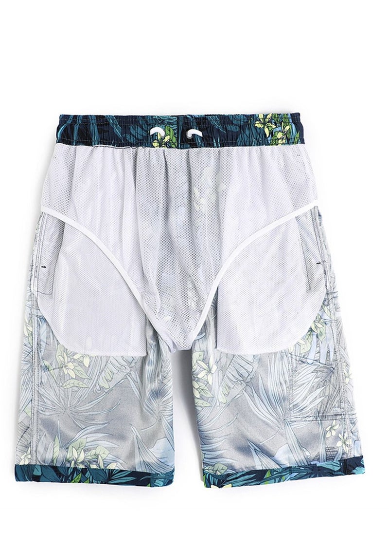 Loquat - Sport Loose Breathable Swimming Printed Shorts Blue - Image 1