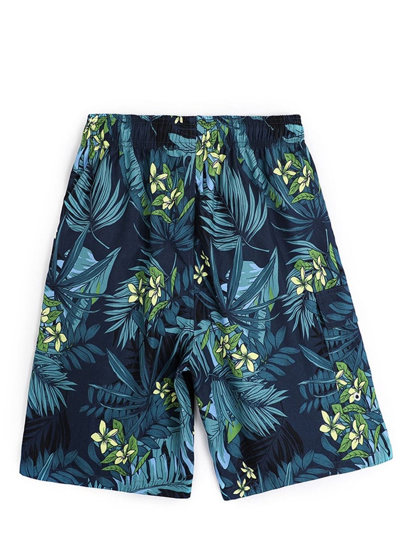 Loquat - Sport Loose Breathable Swimming Printed Shorts Blue - Image 1