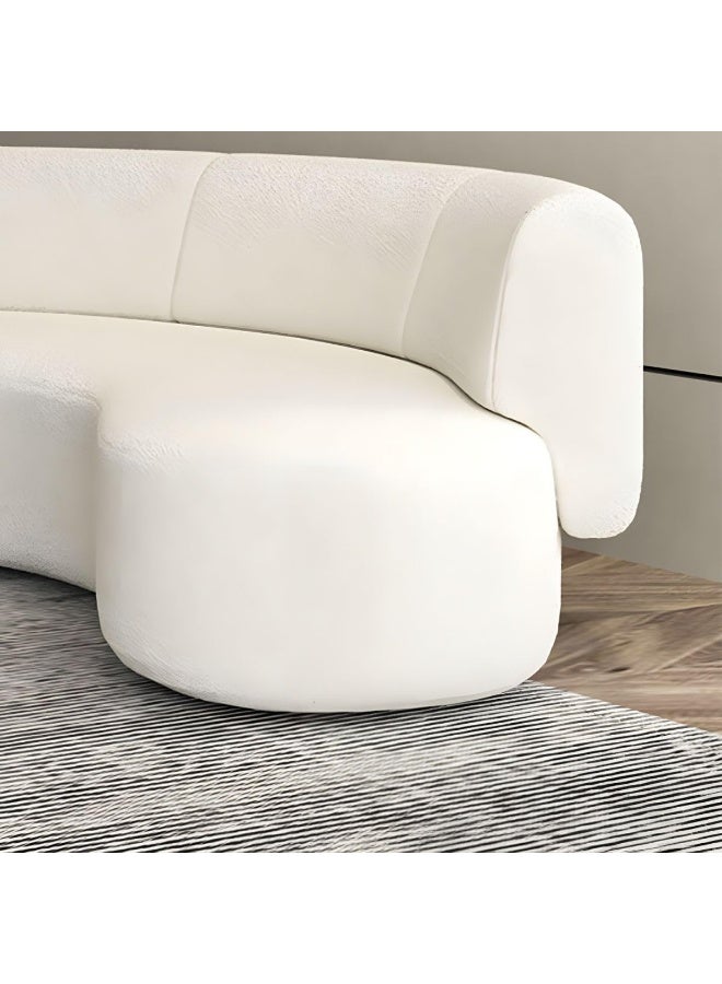 Ripple FURNITURE UAE Homes Modern Curved Sofa, Contemporary Design, Cream White Upholstery, Wooden Frame - Image 5