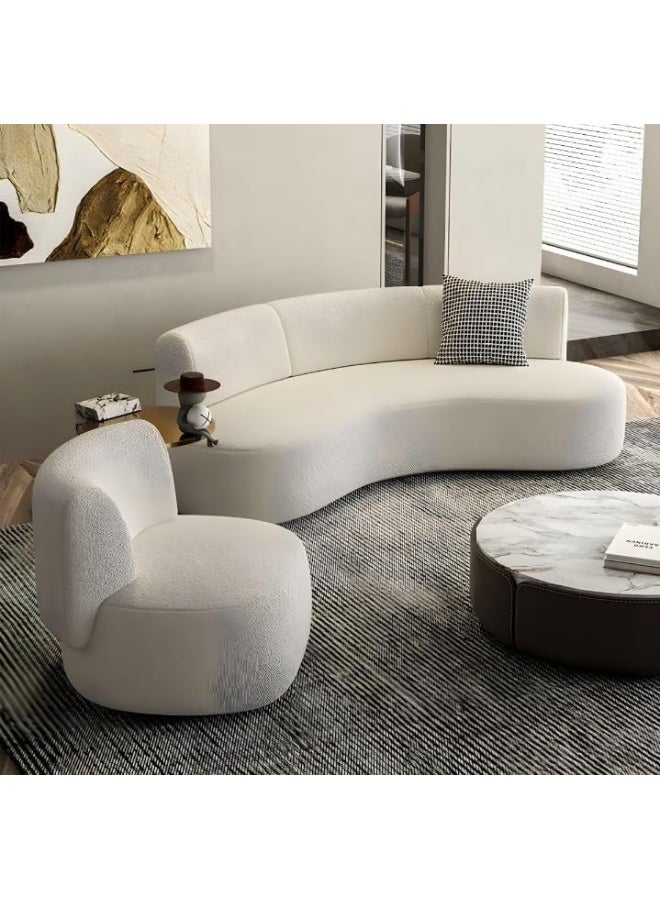 Ripple FURNITURE UAE Homes Modern Curved Sofa, Contemporary Design, Cream White Upholstery, Wooden Frame - Image 1