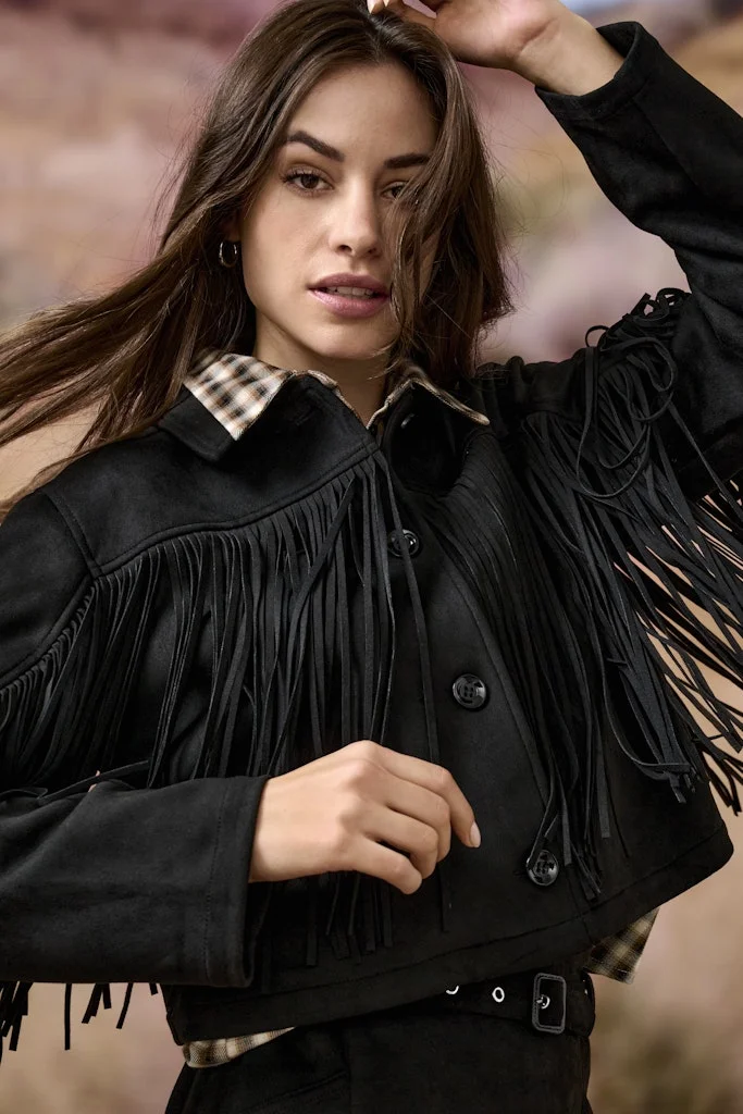 ONLY ONLDIANE LIFE FAUX SUEDE FRINGES Jacket
