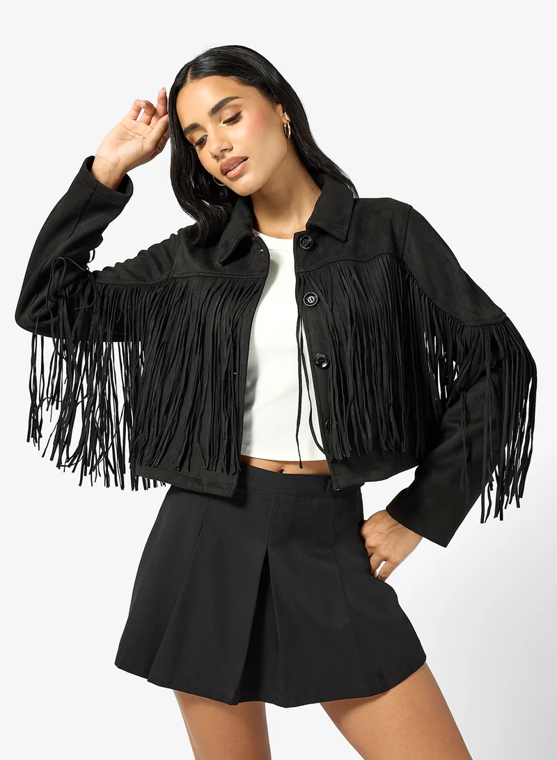 ONLY ONLDIANE LIFE FAUX SUEDE FRINGES Jacket