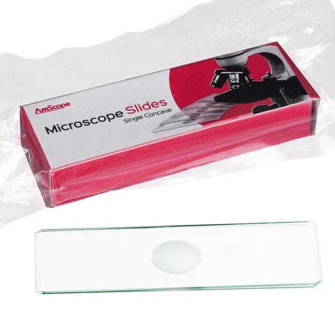 AmScope BSC12 Microscope Slides Single Depression Concave Pack of 12 Clear