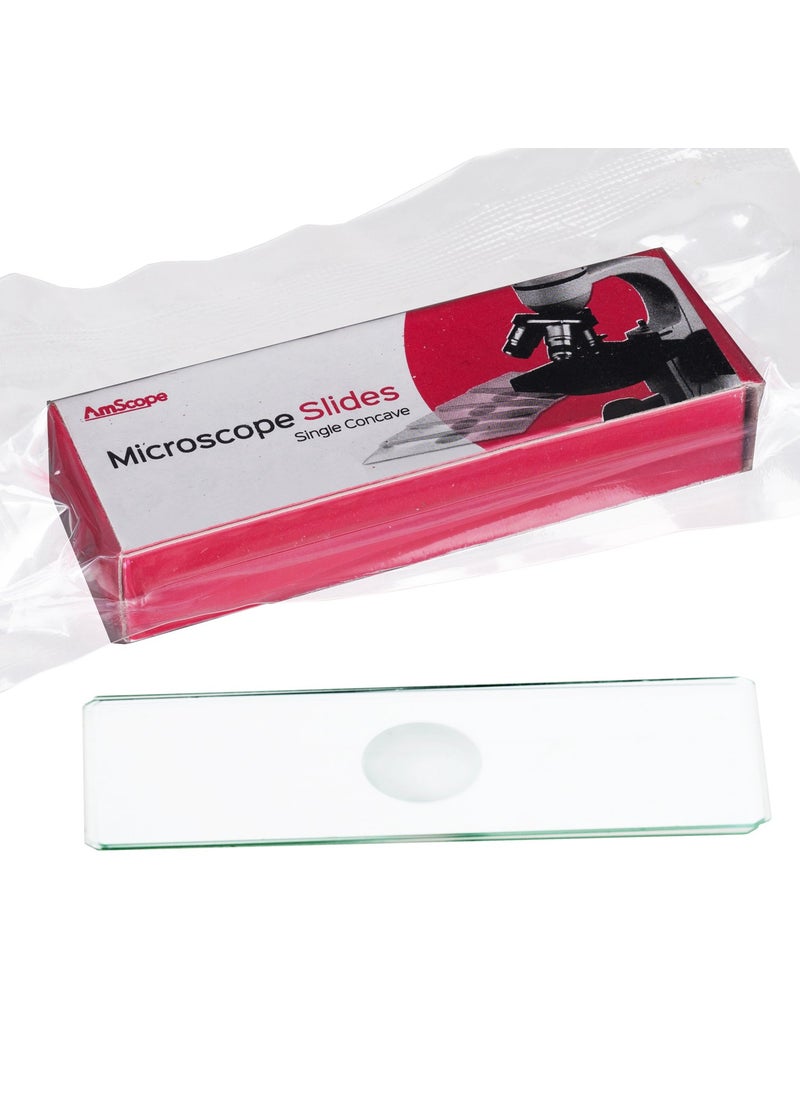 AmScope AmScope BSC12 Microscope Slides Single Depression Concave Pack of 12 Clear  - Image 1