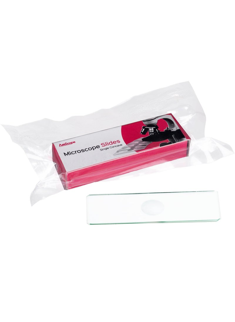 AmScope AmScope BSC12 Microscope Slides Single Depression Concave Pack of 12 Clear  - Image 2