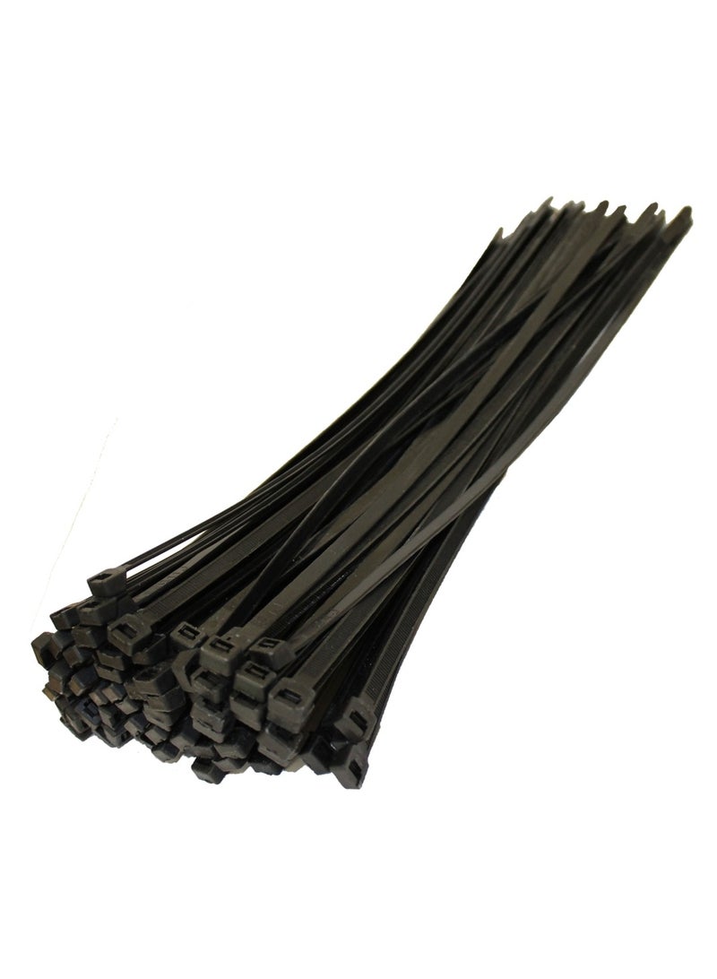 Cable Ties 370mm x 3.6mm Strong and Durable Zip Ties for Electrical, Networking, and Home Use, Black Colour Pack of 100 Ties