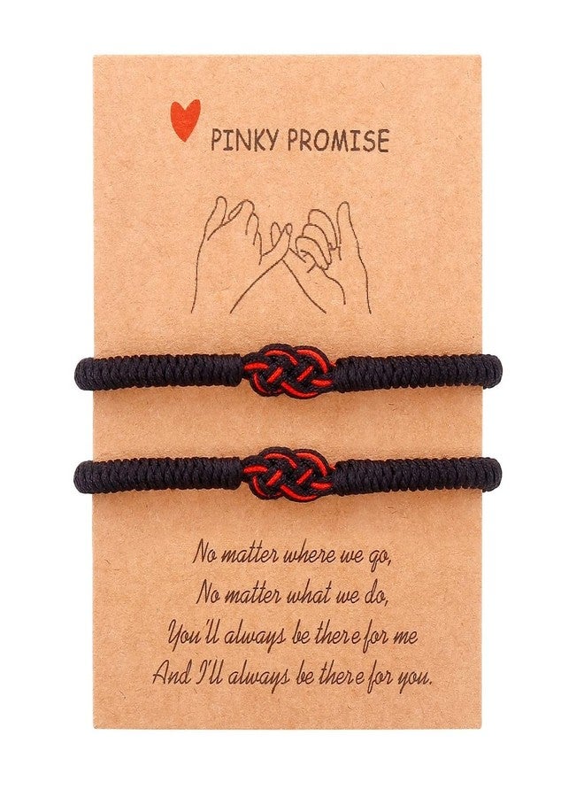 Pingyongchang Red String Couples Bracelets Matching Protection Long Distance Relationships Adjustable Good Luck Knot Strand Bracelet for Friends Family Women Men-black - Image 1