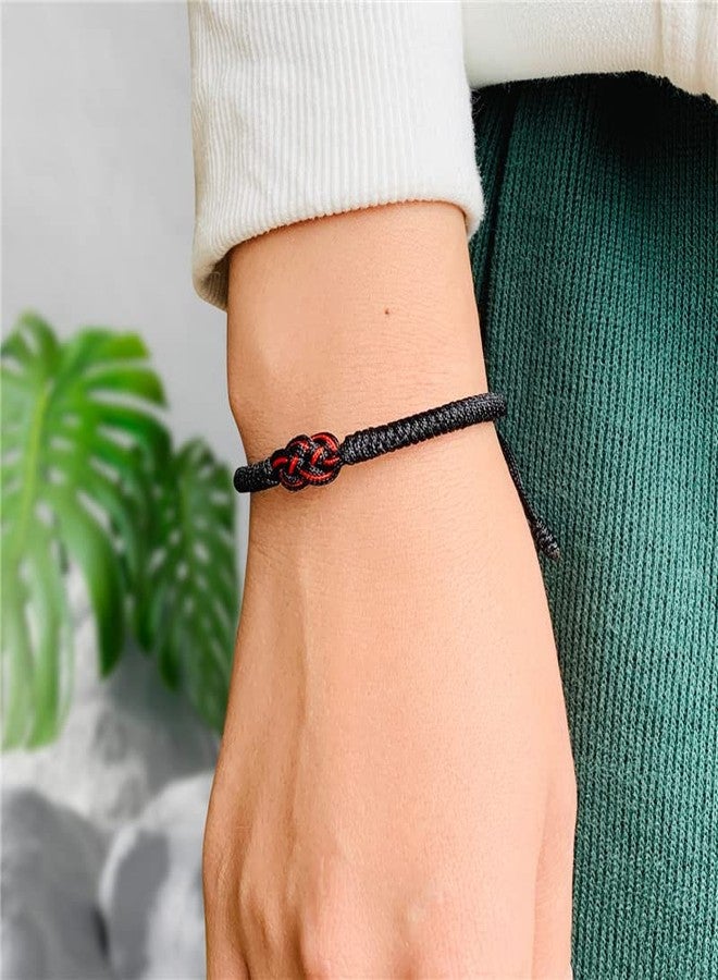 Pingyongchang Red String Couples Bracelets Matching Protection Long Distance Relationships Adjustable Good Luck Knot Strand Bracelet for Friends Family Women Men-black - Image 3