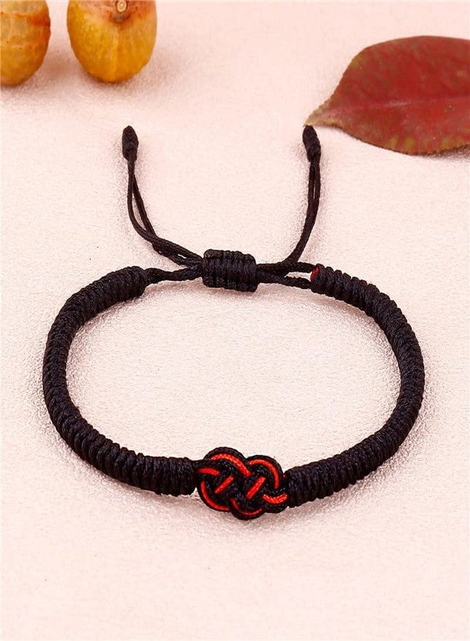Pingyongchang Red String Couples Bracelets Matching Protection Long Distance Relationships Adjustable Good Luck Knot Strand Bracelet for Friends Family Women Men-black - Image 2