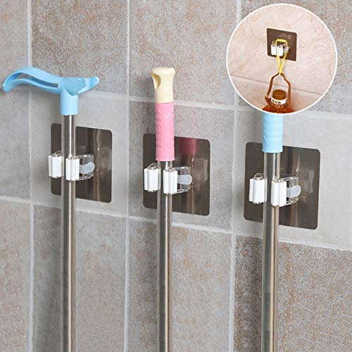 Vruta Plastic Wall Mounted Mop and Broom Hanger Holder Organiser Multi colour - Image 1