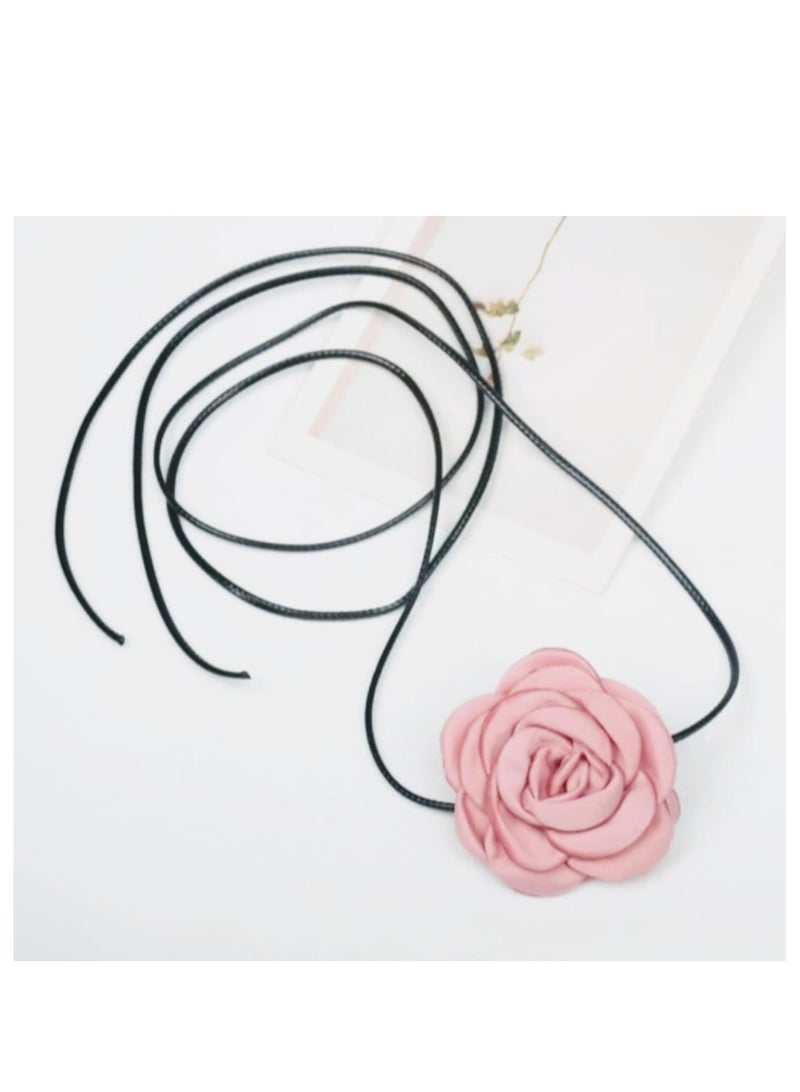 Rose Choker-Necklace In Baby Pink