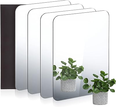 Queekay Queekay 4 Pieces Locker Mirror Acrylic Mirror 5.1 x 7.1 Inch Rounded Corner Unbreakable Mirror Acrylic Mirror Wall - Image 1