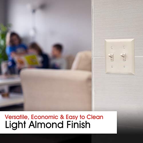 Power Gear, Light Almond, Double Toggle Oversized Wall Plate Cover, 2 Gang, Unbreakable Faceplate, x 4.9” , Screws Included, 44757, 1 Pack - Image 5