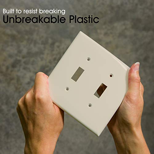 Power Gear, Light Almond, Double Toggle Oversized Wall Plate Cover, 2 Gang, Unbreakable Faceplate, x 4.9” , Screws Included, 44757, 1 Pack - Image 3