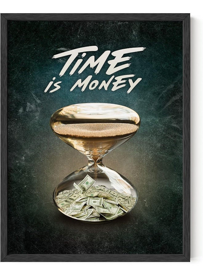 Home Trove Framed Motivational Art Hustle- Home Office Wall Decor, Money Art For Wall, Business Quotes, Inspirational Office Pictures, Positive Posters, Inspiring Artwork (Black Frame, 12X16)  - Image 1