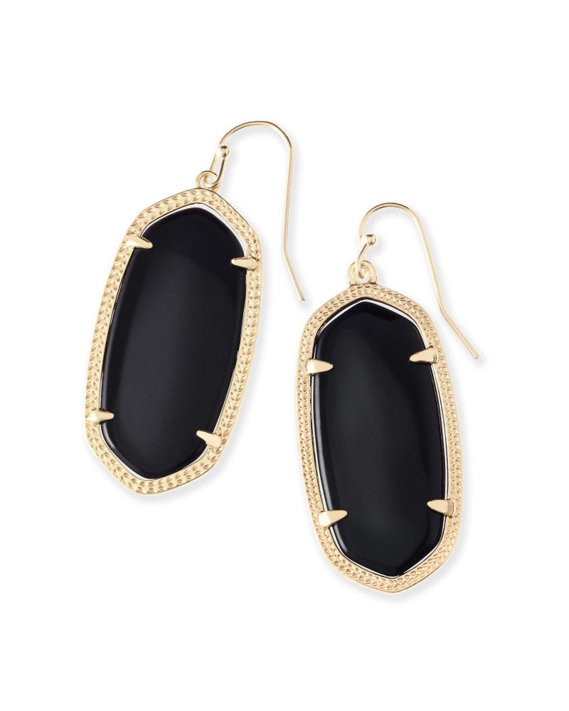 Kendra Scott Elle Drop Earrings for Women, Fashion Jewelry, 14k Gold-Plated, Black Opaque Glass - Image 1