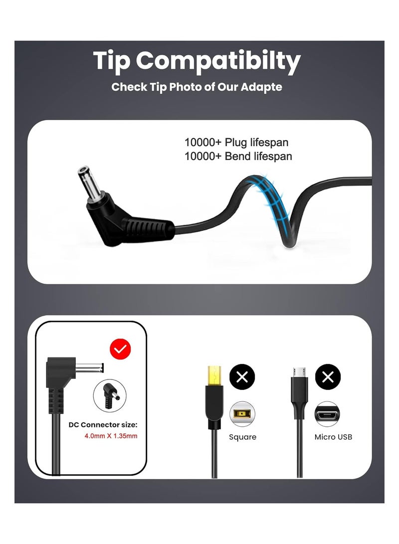 45W Laptop Charger for ASUS Vivobook E203M E203N E406M E410M X540UA X540SA X540LA X553MA X556UA M413DA F540SA Zenbook UX303U UX305 UX305C UX330U UX410UA Power Supply Connector size: 4.0mm*1.35mm - Image 2