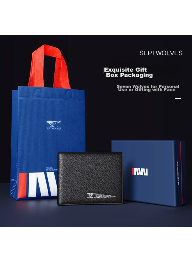 Septwolves Wallet For Men, Genuine Leather, Short Style, Card Holder, Gift For Boyfriend, Husband, Father, Birthday Present For Men - Image 5