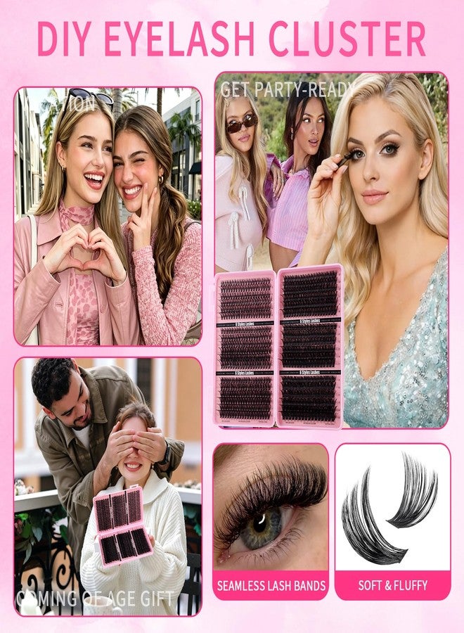 CMAYOME 684PCS Lash Clusters Kit, 30D-100D Volume Wispy Fluffy Lashes, 6 Mixed Density DIY Eyelash Extensions with Bond & Seal, Remover, Tweezers, Brush for Beginners - Image 5