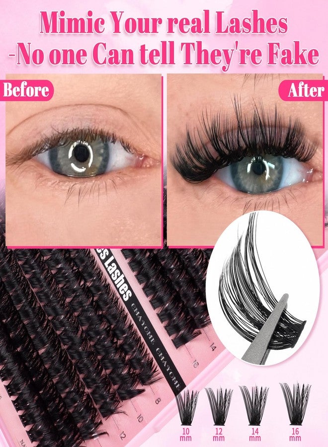 CMAYOME 684PCS Lash Clusters Kit, 30D-100D Volume Wispy Fluffy Lashes, 6 Mixed Density DIY Eyelash Extensions with Bond & Seal, Remover, Tweezers, Brush for Beginners - Image 4