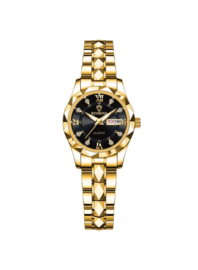 ساعة كوارتز نسائية أنيقة وبسيطة بتقويم مزدوج ومقاومة للماء