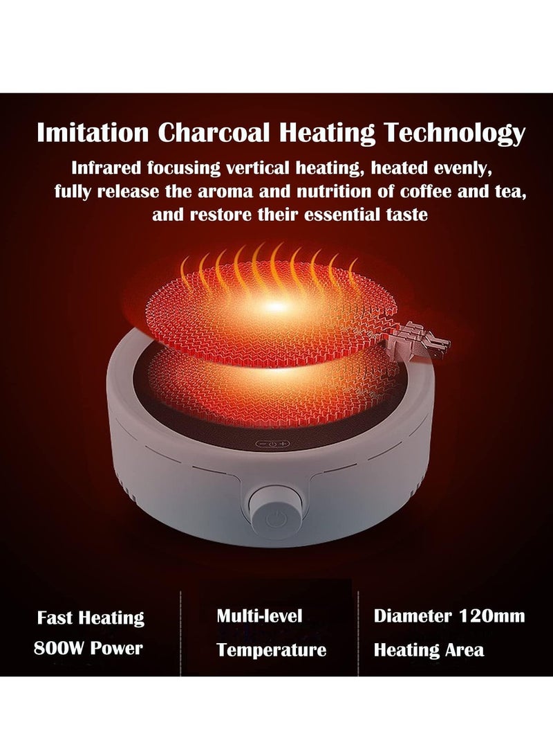 Coffee Pot Warmer with 900ml Teapot,Electric Teapot Stove, 800W Electric Ceramic Stove Hot Plate,20 Min Auto Power Off，Heater Stove Countertop Burner for Boiling Water, Tea, Coffee （Black）  - Image 3