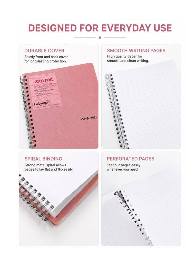 Foldermate 1-Piece A5 Size Spiral Lined Notebook 70 Sheets Assorted Colours - Image 2