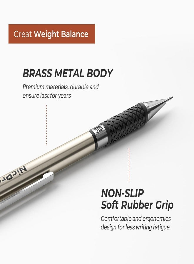 Nicpro Art Mechanical Pencil Set in Case, 4 PCS Metal Drafting Pencil 0.5 mm & 0.7 mm, Lead Pencil with 6 Tube HB Lead Refills, 3 Erasers, 9 PCS Eraser Refills for Artist Writing, Drawing, Sketching - Image 3