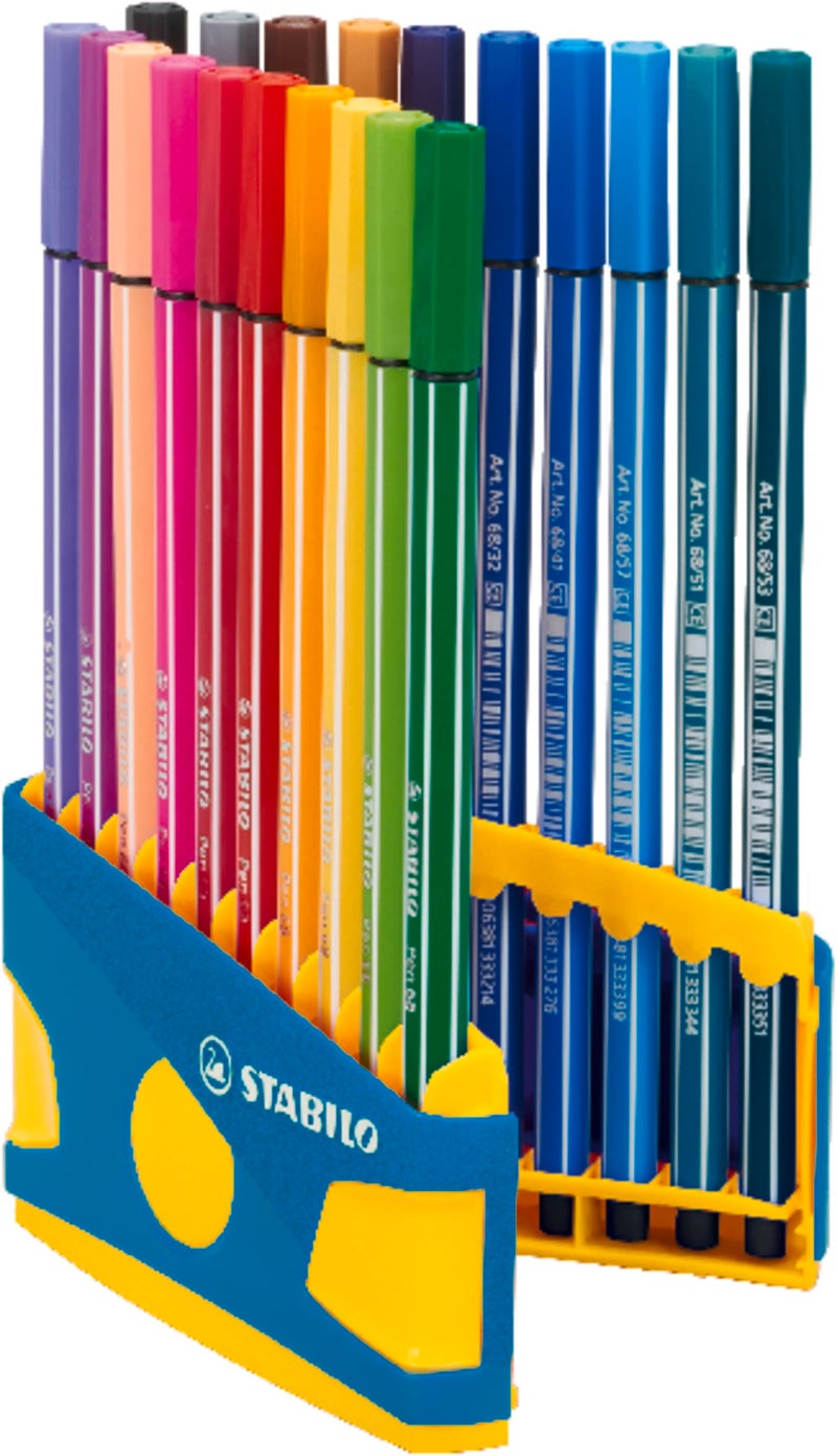 STABILO Pen 68 - Sketch Pen - Premium - Colorparade Desk Set in Vibrant Turquoise, Pack of 20 (Assorted Colours) - Image 1