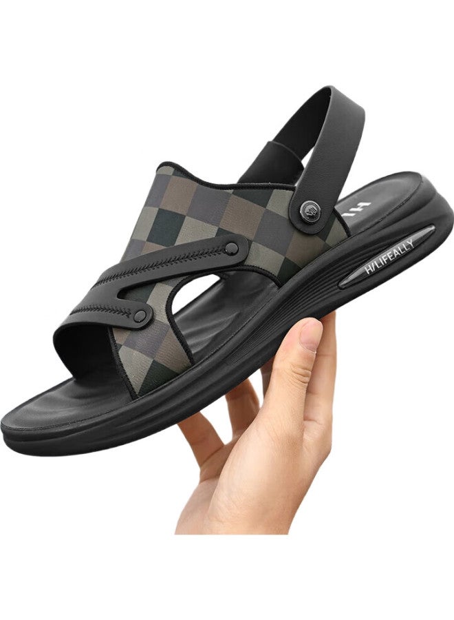HLA Men'S Outdoor Casual Beach Sandals Lightweight Trendy Slip-On Slippers T027 Black Size 40 - Image 3