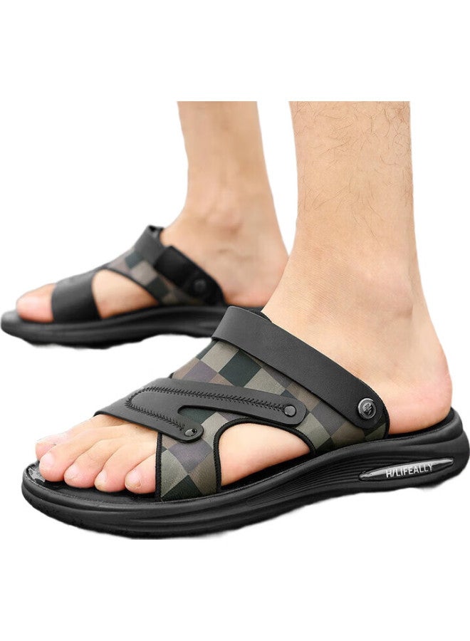 HLA Men'S Outdoor Casual Beach Sandals Lightweight Trendy Slip-On Slippers T027 Black Size 40 - Image 2