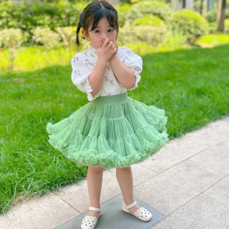High-Quality Kids Tutu Tulle Skirt Avocado Green 
