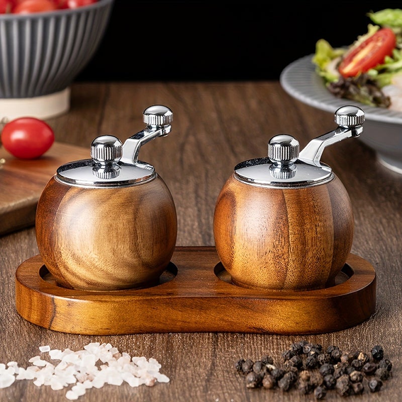 PETO 1 Piece Wooden Manual Pepper Grinder - Hand-Crank Salt & Black Pepper Mill for BBQ, Frying & Dressings - Image 2